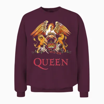 Official Queen Long Sleeve Classic Patch Unisex Sweatshirt - Maroon