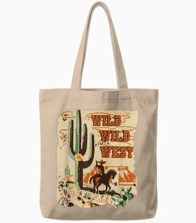 Wild Wild West Western Life Southwest Desert Vibes Cactus Tote Bags - Natural