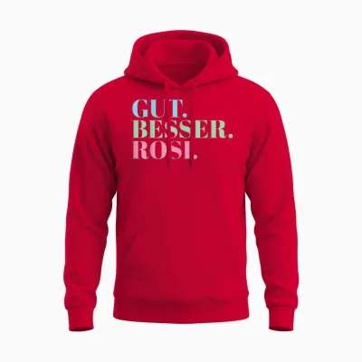 Gut Besser Rosi T-Shirt, Black Unisex Hoodie - Red