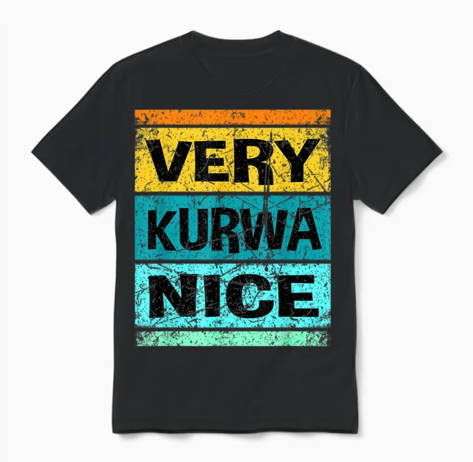 Retro Very Kurwa Nice Shirt Polen Shirt Polska Unisex T-Shirt in Black