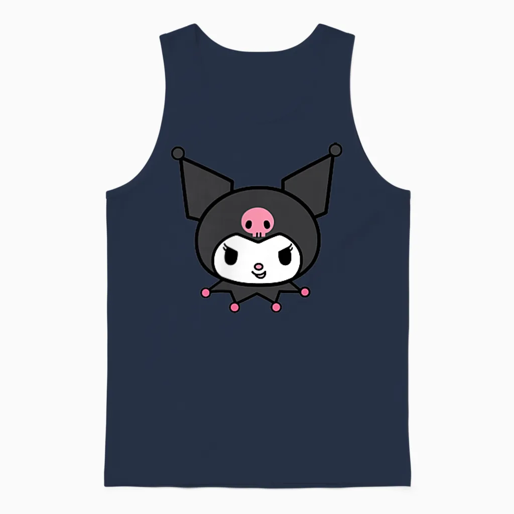Sanrio Kuromi Front and Back Logo Unisex Tank Top in Navy