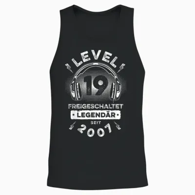 Level 19 Geburtstag Junge Gamer Mann Deko Jahrgang 2007 Unisex Tank Top - Black
