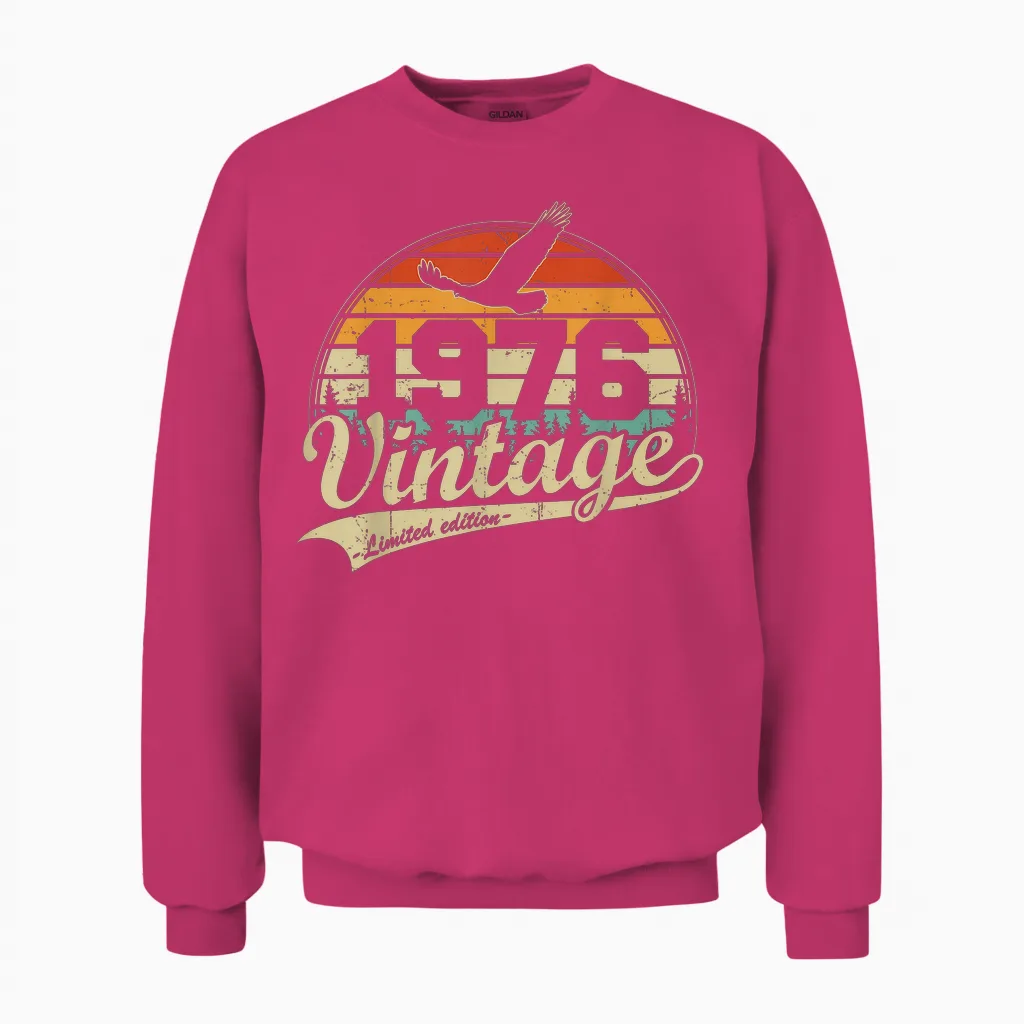 Vintage 1976 Anniversaire 50 Ans Cadeau Pour Hommes Femmes Unisex Sweatshirt in Heliconia