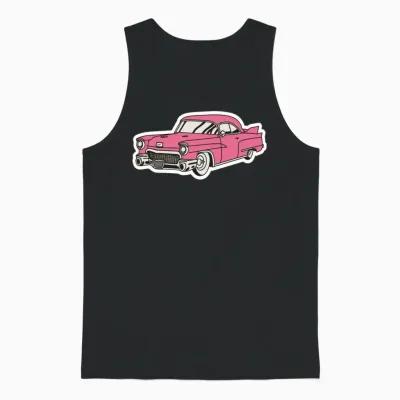 Retro Pink Cadillac Unisex Tank Top - Black