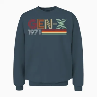 Gen X 1971 Retro Generation Xer Vintage Text Style T-Shirt Haut De Gamme Unisex Sweatshirt - Dark Heather