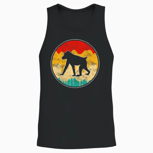 Monkey Retro Unisex Tank Top - Black