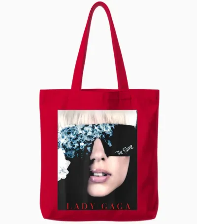 Lady Gaga Iconic Legend of Pop Music Portrait T-Shirt, Grey, S Tote Bags - Red