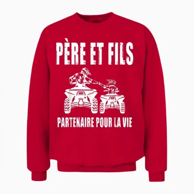 Father and Son Quad Atv Dad Motorcycle Cross Biker Fathers Day Unisex Sweatshirt - Red