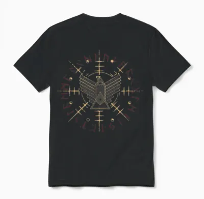 Helm of Awe Eagle Moon Phase Unisex T-Shirt - Black