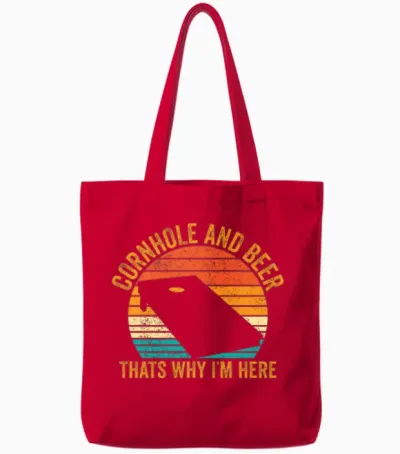 Funny Cornhole Retro Tote Bags - Red