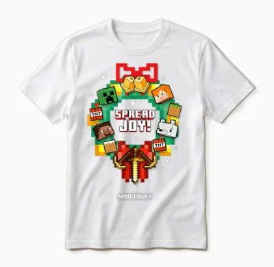 Minecraft Christmas Spread Joy! Xmas Crown Group Shot Unisex T-Shirt - White