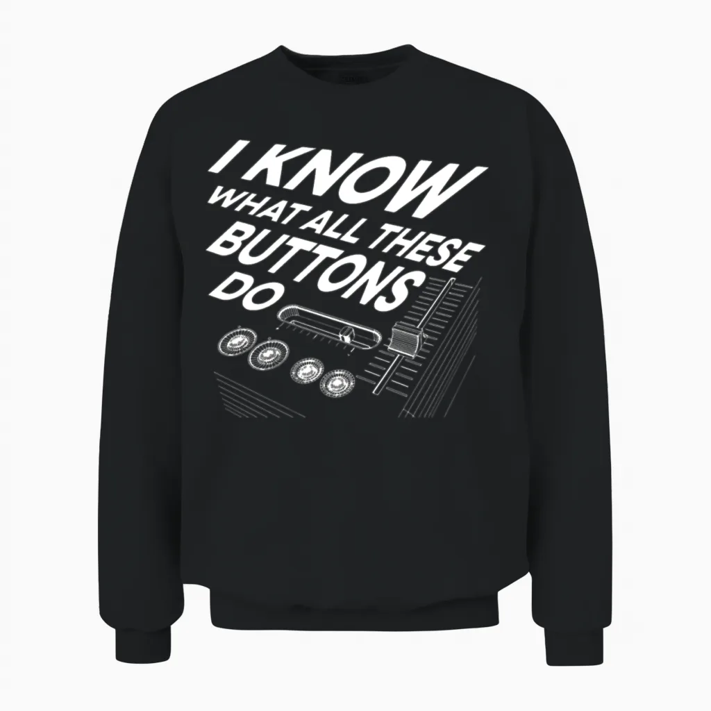 Detroit Techno House Music Festival Buttons Edm Unisex Sweatshirt in Black
