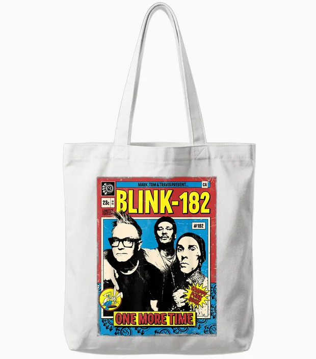 Official Blink-182 One More Time Comic Tote Bags in White