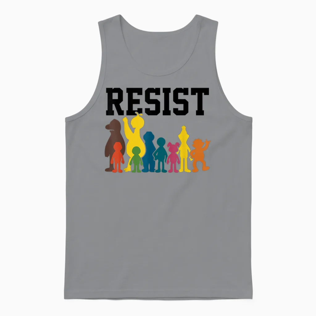 Save P.b.s Resist Rainbow Character Graphic Unisex Tank Top in Sport Grey