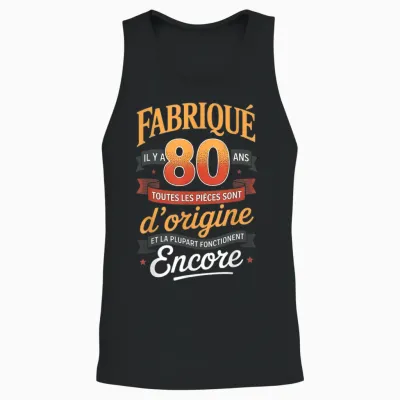 Fabriqué Il Y a 80 Ans Vintage 80 Ans Anniversaire Blague Unisex Tank Top - Black