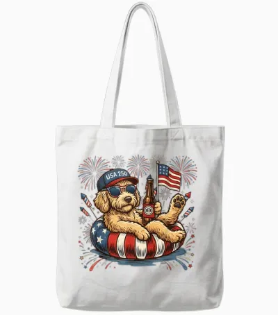 Goldendoodle Patriotic Golden Doodle 4th of July 250 Years Tote Bags - White