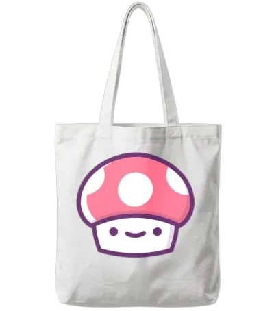 Classic Retro Game Mushroom Tote Bags - White