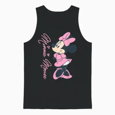 Disney Mickey Mouse and Friends Minnie Mouse Pink Hearts Unisex Tank Top - Black
