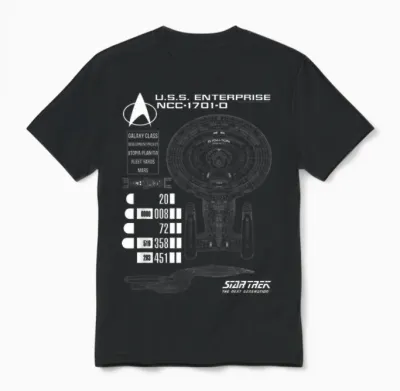 Star Trek: the Next Generation U.s.s. Enterprise Chart Unisex T-Shirt - Black