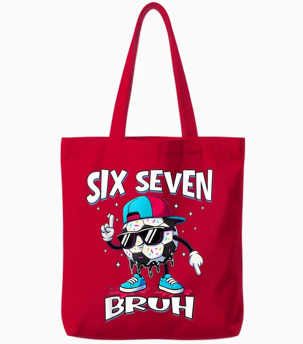 Fußball 67 Meme Six Seven Fußball 67 Jungen Mädchen Tote Bags in Red