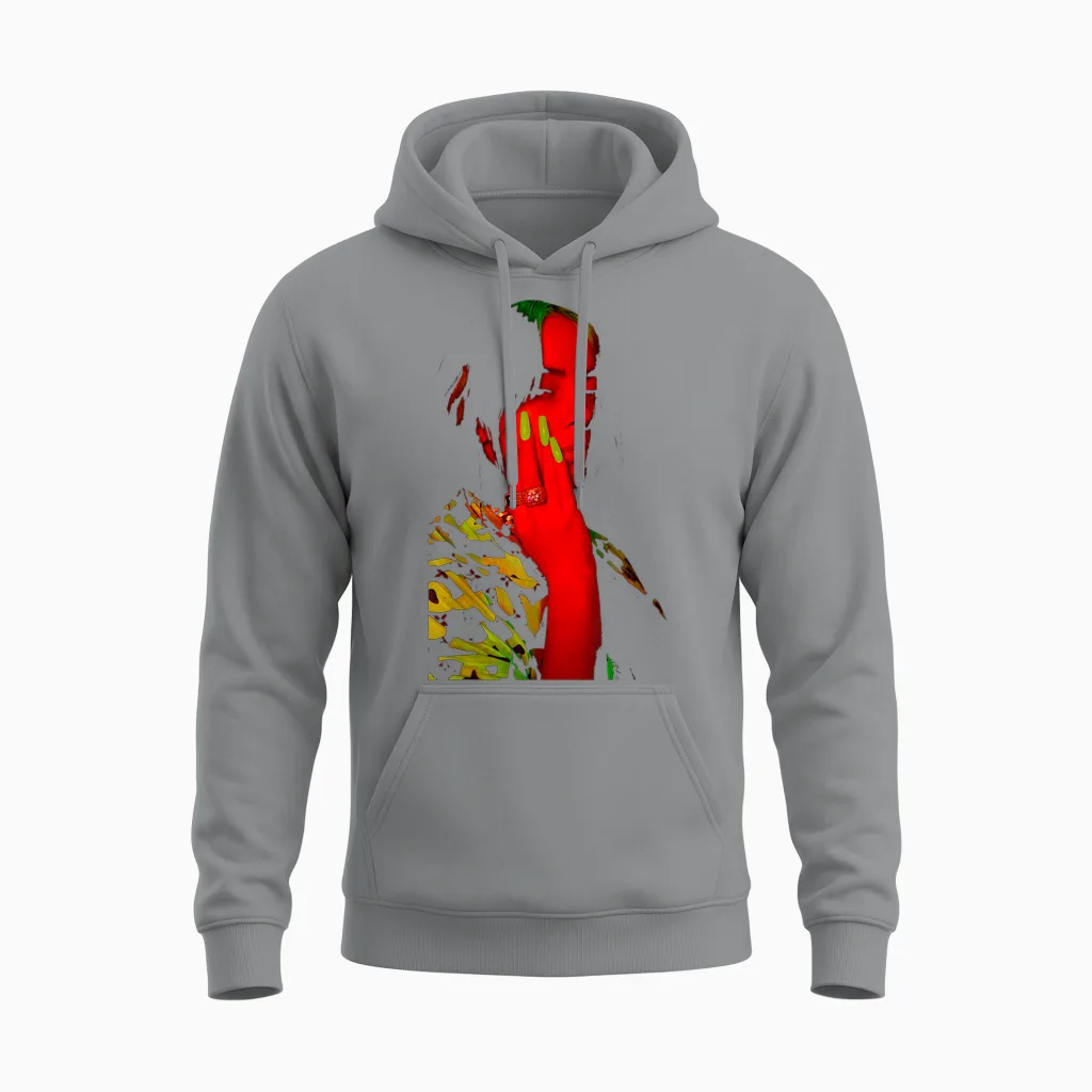 Official Billie Eilish Red Photo Neon Black Unisex Hoodie in Sport Grey