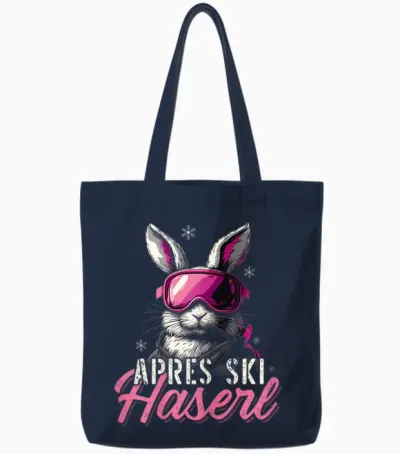 Apres Ski Haserl Skihaserl Skier Party Crew Women's T-Shirt, Black Tote Bags - Navy
