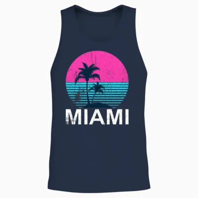 Miami Beach Unisex Tank Top - Navy
