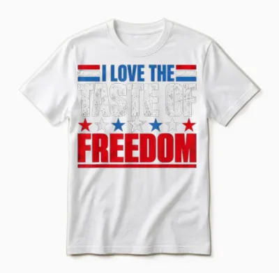 I Love the Taste of Freedom Couple Matching Patriotic Fourth Unisex T-Shirt - White