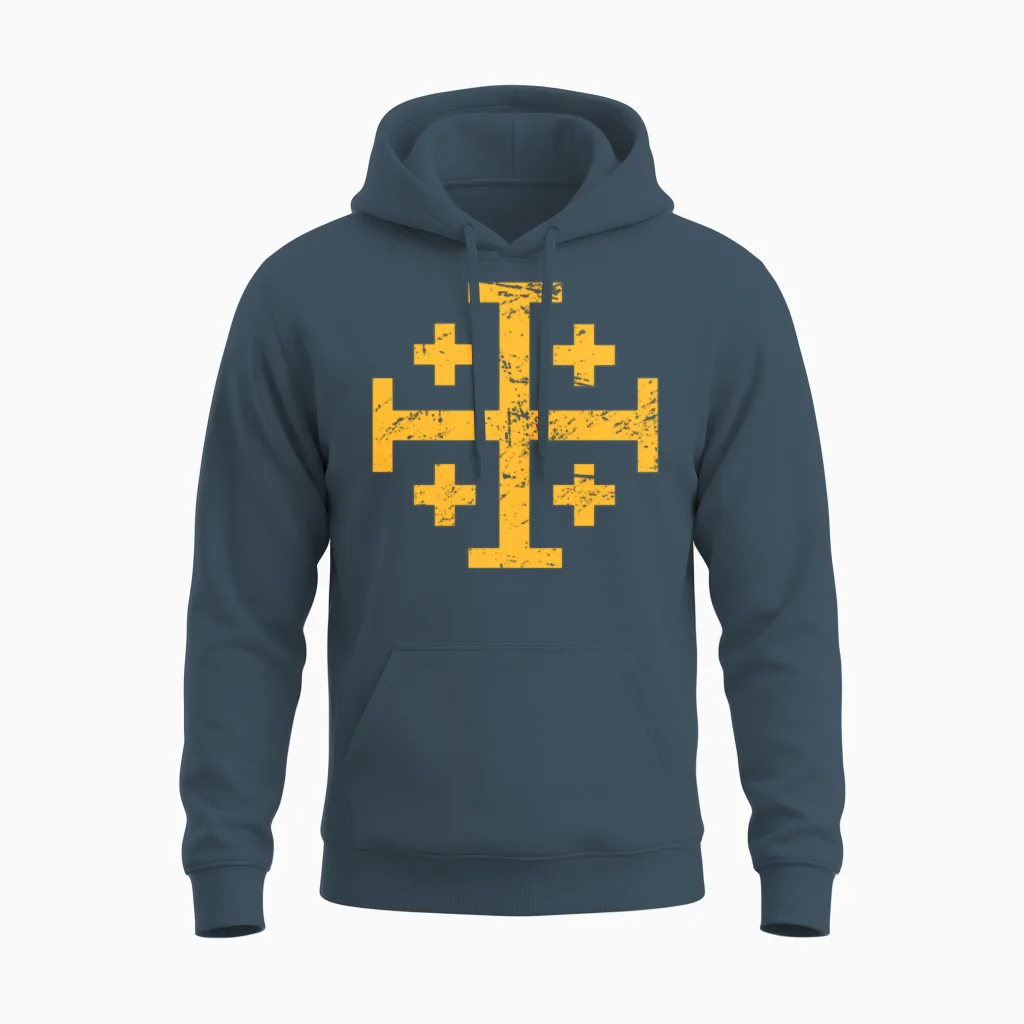Cross of Jerusalem | Renaissance Festival Unisex Hoodie in Dark Heather