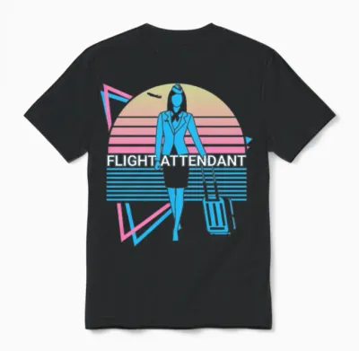 Flight Attendant Retro Unisex T-Shirt - Black