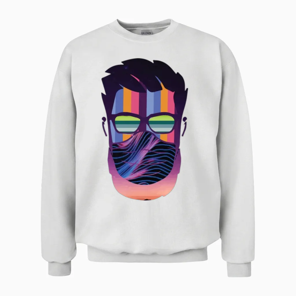 Gaming Retro Mask Man Unisex Sweatshirt - White