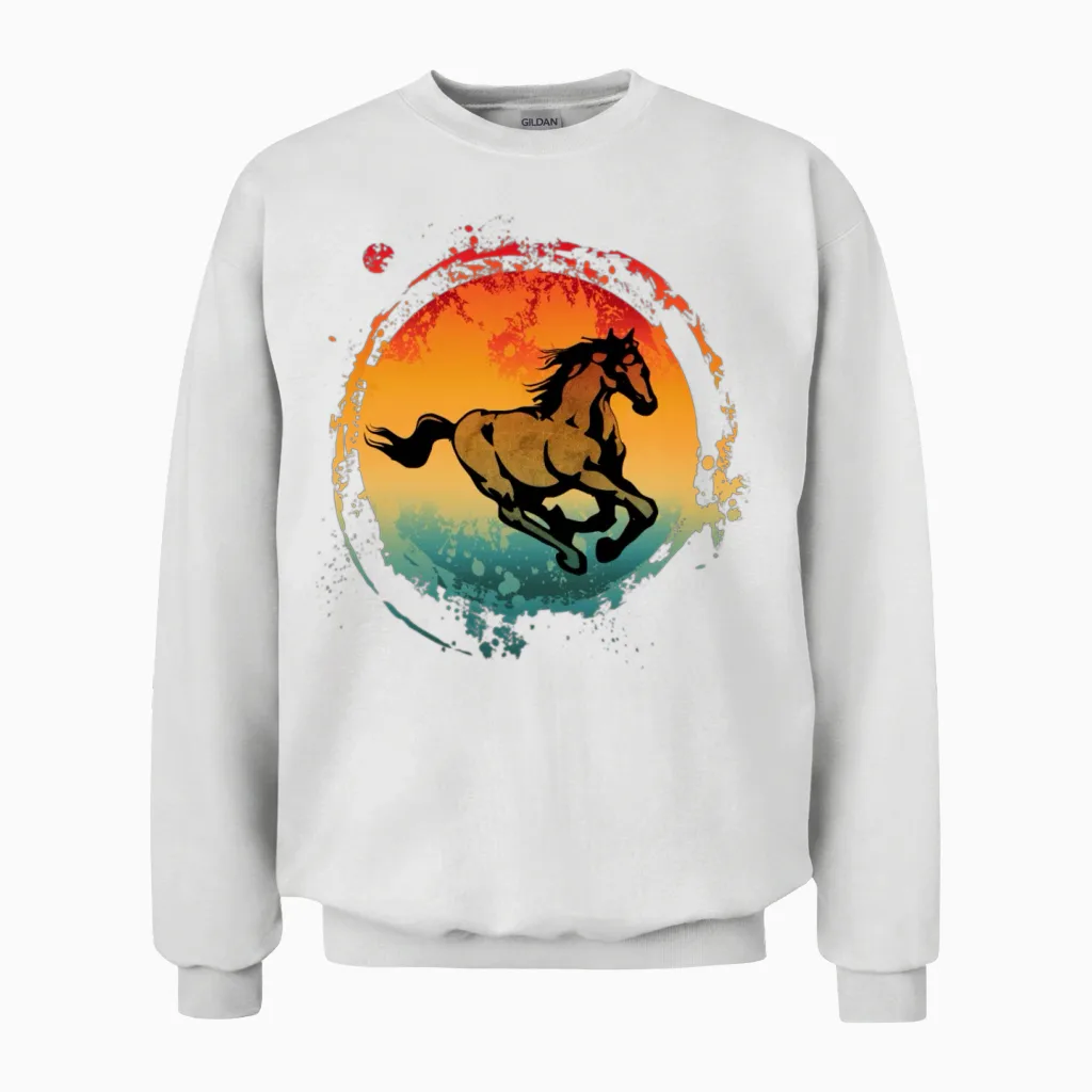 Vintage Horse - Lovers Unisex Sweatshirt in White
