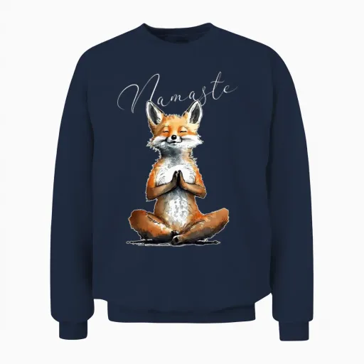 Fox Power Yoga Teacher Animal Humor Namaste Karma Unisex Sweatshirt in Navy