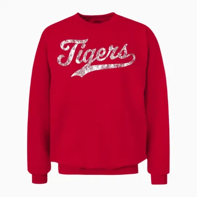 Tigers Mascot T Shirt Vintage Sports Name Tee Design Unisex Sweatshirt - Red