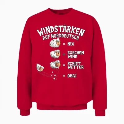 Wind Force in North German Sheep Nix Büschen Shiet Weather T-Shirt, Black Unisex Sweatshirt - Red