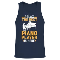 Relax the Best Piano Player Is Here - Pianist Keyb Unisex Tank Top - Navy – 2