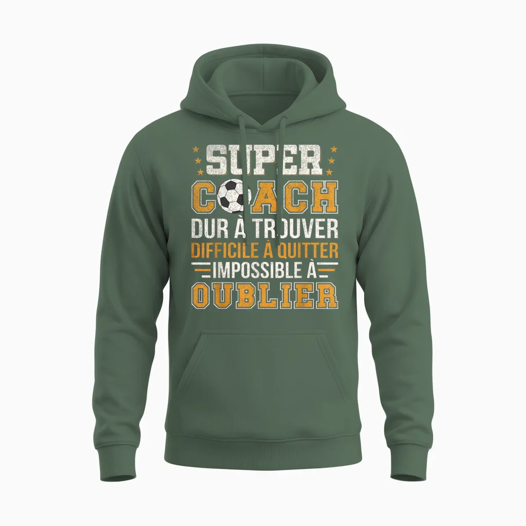 Super Coach Football Gift Coach Football End Season Unisex Hoodie in Military Green