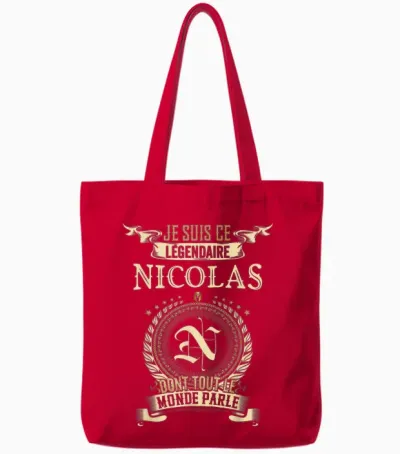 I Am This Legendary Nicolas Everyone Talks About T-Shirt, Black, S Tote Bags - Red