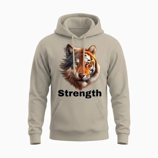 Tiger/wolf Strength Wildlife Gift Unisex Hoodie in Sand