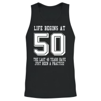 Life Begins at 50... 50th Birthday Unisex Tank Top - Black – 2