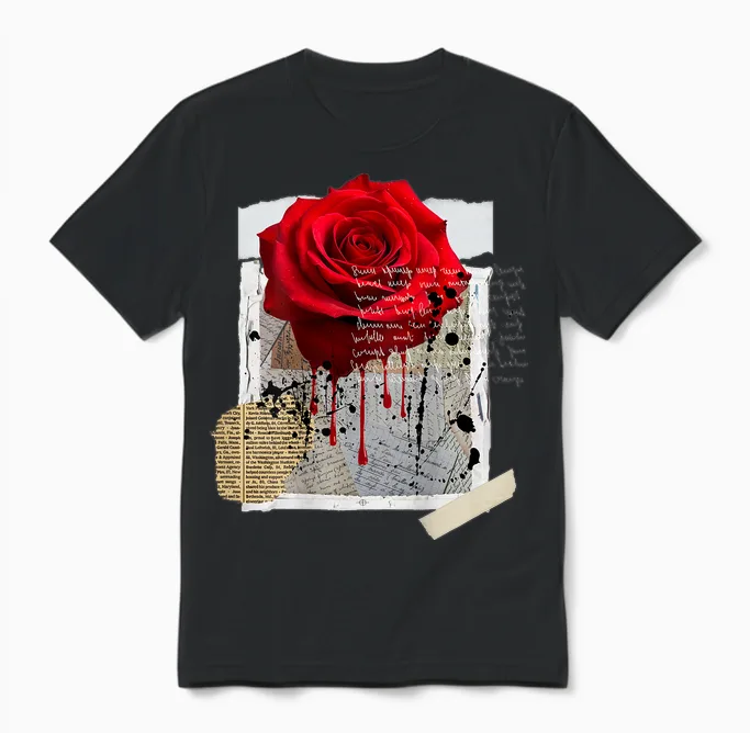 Streetwear Graphic Dark Floral Urban Aesthetic, Mens Fashion Unisex T-Shirt in Black