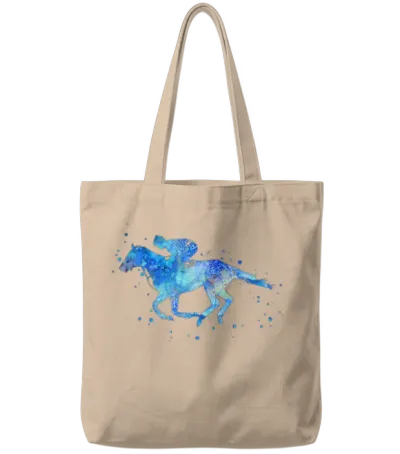Horse Racing, Watercolor Horse Racing Tote Bags - Natural