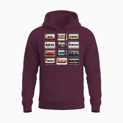 Retro Mixtape Cassettes Unisex Hoodie - Maroon