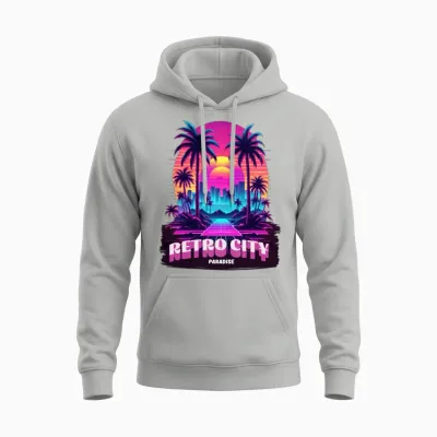 'retro City Paradise' Gd Unisex Hoodie - Ash
