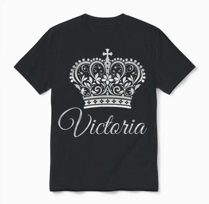 Queen Victoria Queenly Name Crown Princess Royal Unisex T-Shirt in Black
