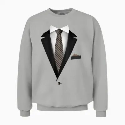 Tuxedo Funny Wedding Tie Jacket T-Shirt, Black, S Unisex Sweatshirt - Ash