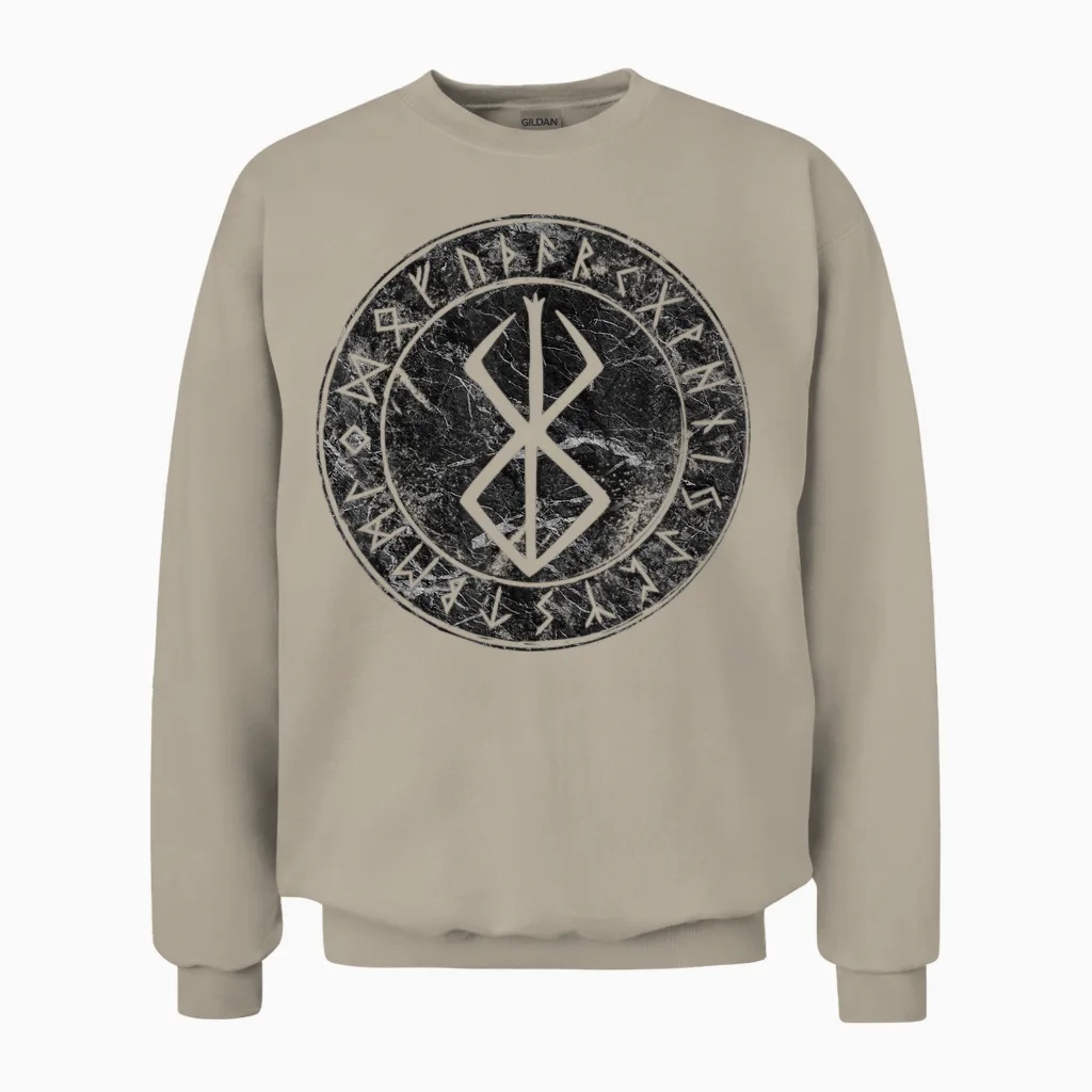 Rune Berserker Viking Symbol Futhark T-Shirt, Grey, S Unisex Sweatshirt in Sand