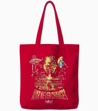 Fallout Video Game New Vegas War Never Changes Collage Tote Bags - Red