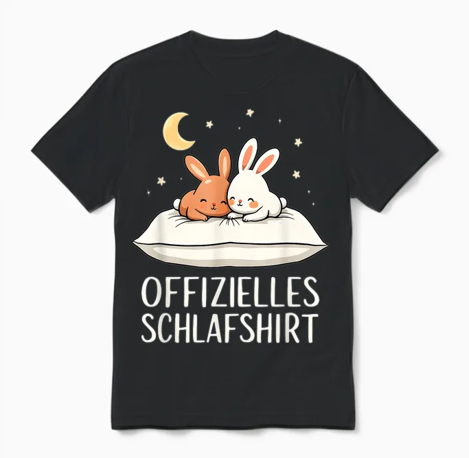 Official Sleep Shirt Rabbit Rabbit T-Shirt, Black Unisex T-Shirt in Black