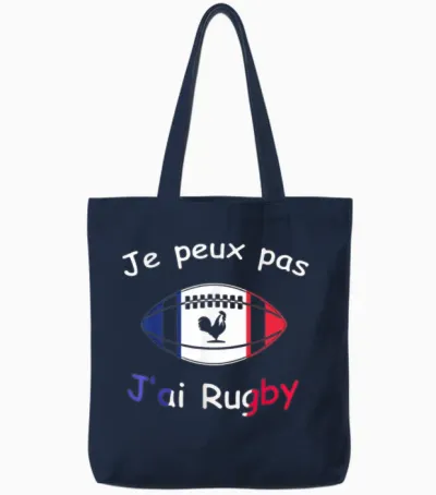 Je Peux Pas J'ai Rugby – Rugby Player Gift T-Shirt, Black, S Tote Bags - Navy